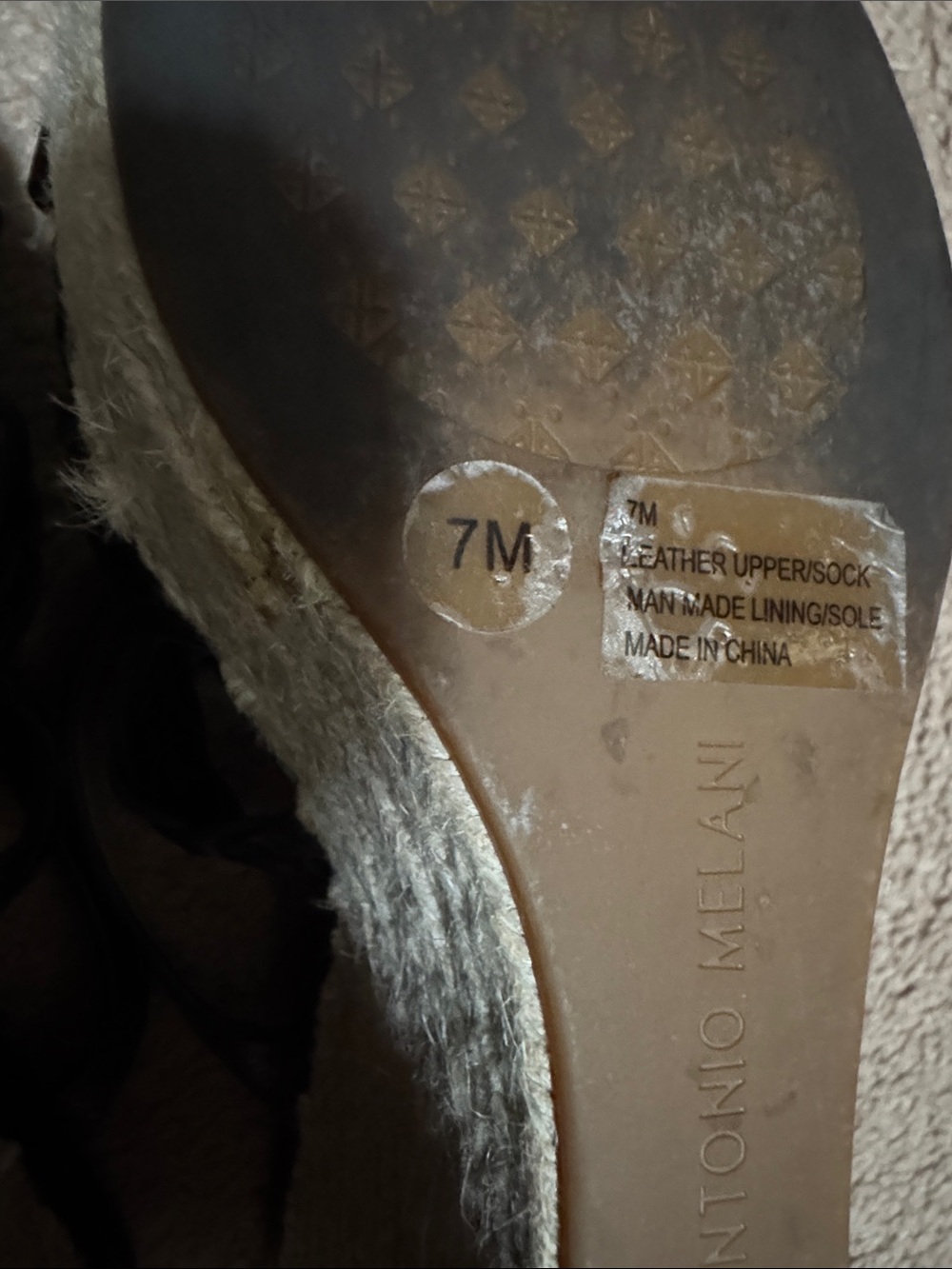 ANTONIO MELANI Black Braided Espadrille Wedge Mules 7M - Picture 5 of 6